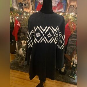 Abercrombie Oversized  Dark Knit Fair Isle Sweater Dress NWT M